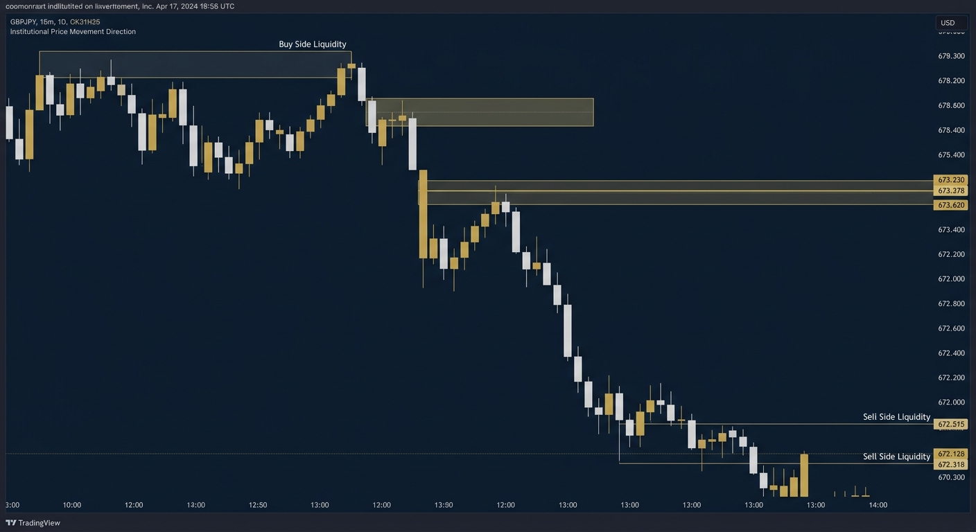 Successful ICT liquidity sweep setup on GBPJPY 15-minute chart showing proper order block validation and FVG entry